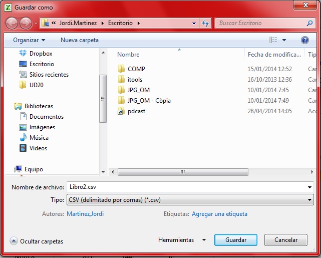 Anomena i desa com a csv